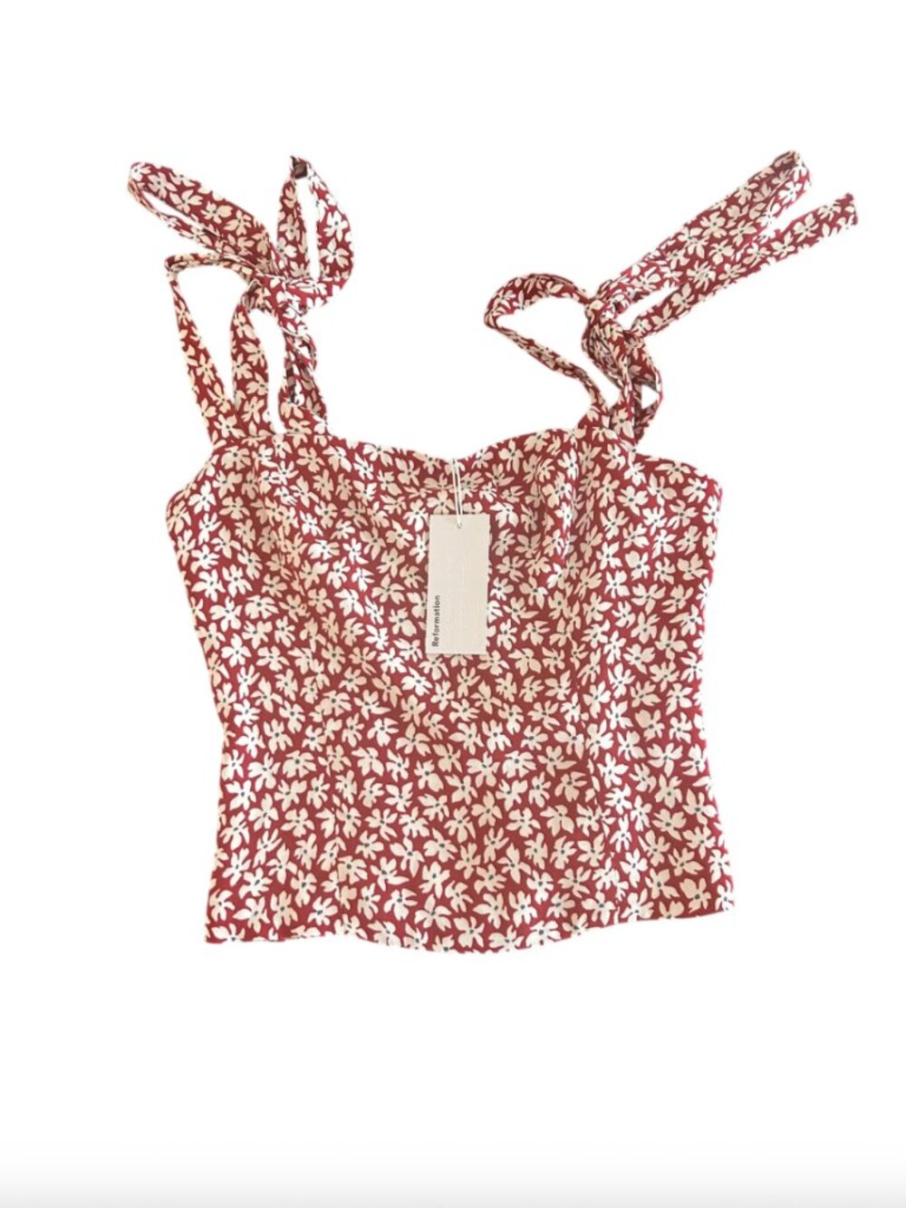 NWT Reformation Red Floral Tank Top Size 4